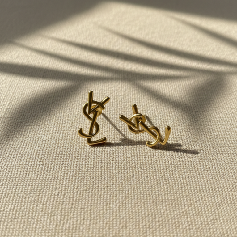 Golden Knot Icon Stud Earrings