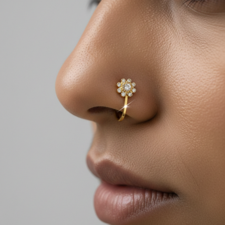 SunBloom Diamond Nose Ring