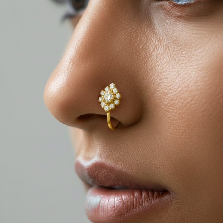 AuroraBloom Diamond Nose Ring