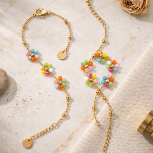 Bloom Charm Beaded Bracelet