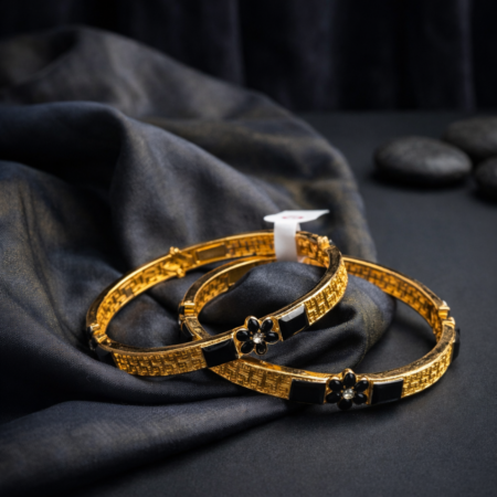 Noir Blossom Gold Bangles