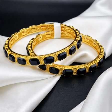 Obsidian Glow Gold Bangles
